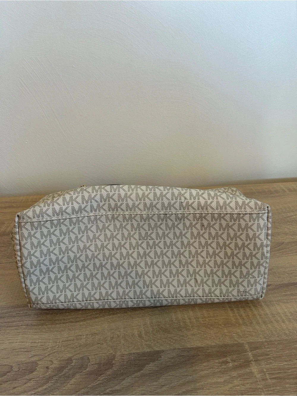 Michael Kors Cream and Brown Logo Tote Shoulder Bag